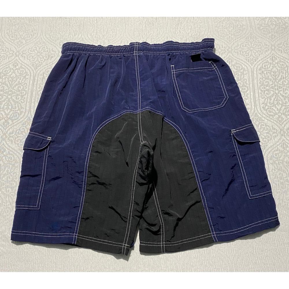 Vintage TREK Bicycle Cargo Cycling Shorts XXL Blue/Black Made in USA 100% Nylon - Picture 1 of 8